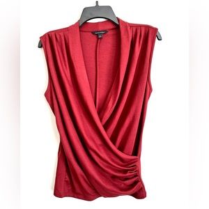 Banana Republic Red Wrap-Effect Top, Size Small